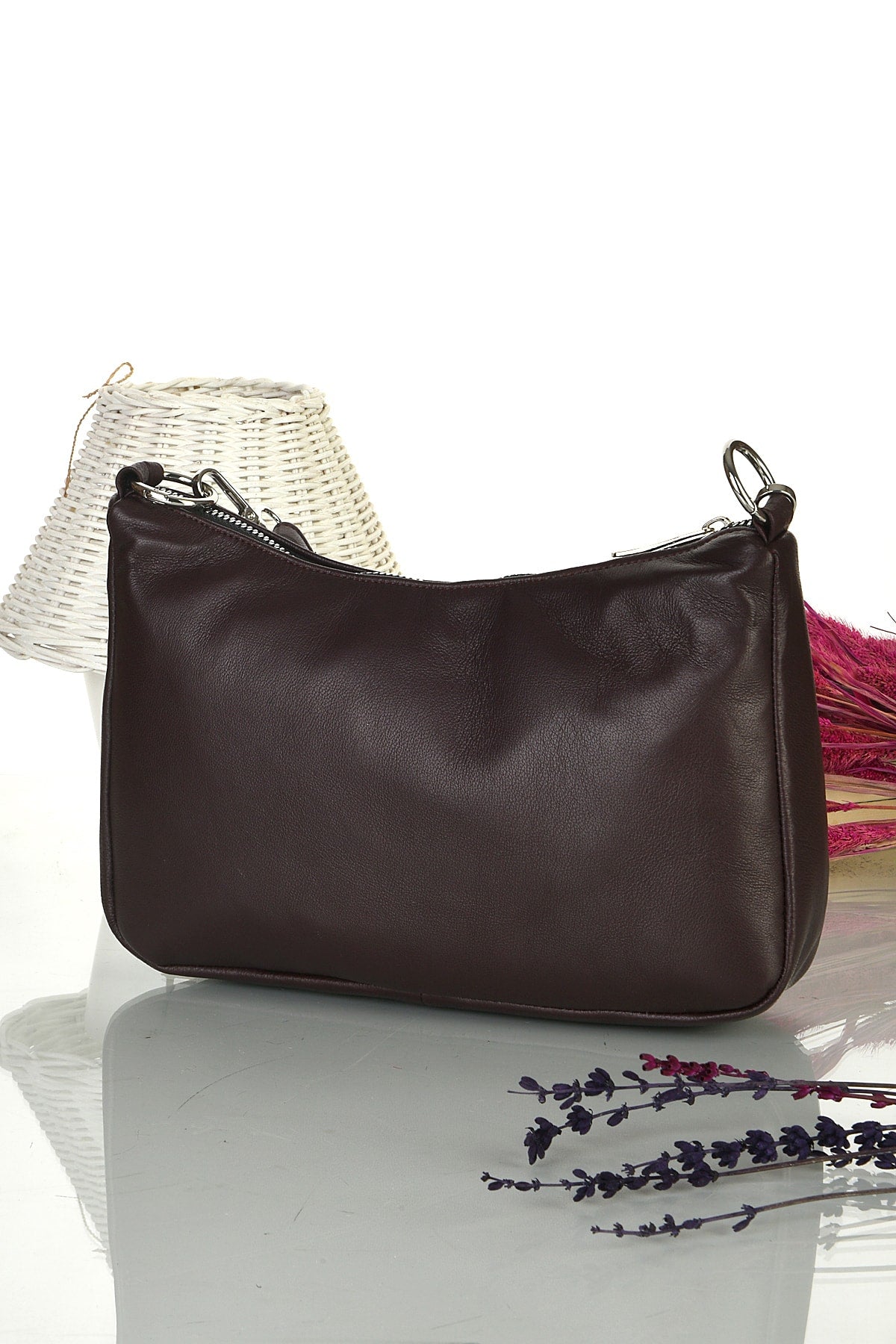 Fubileather Baguette Genuine Leather Shoulder Bag