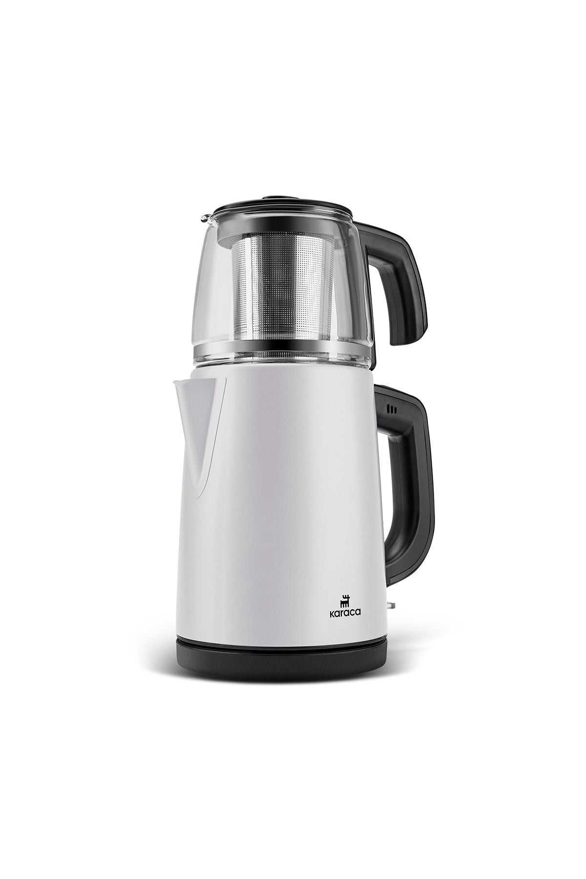 Karaca Tea Glass 2-in-1 Stainless Steel Tea Maker and Kettle White - MALLTURK