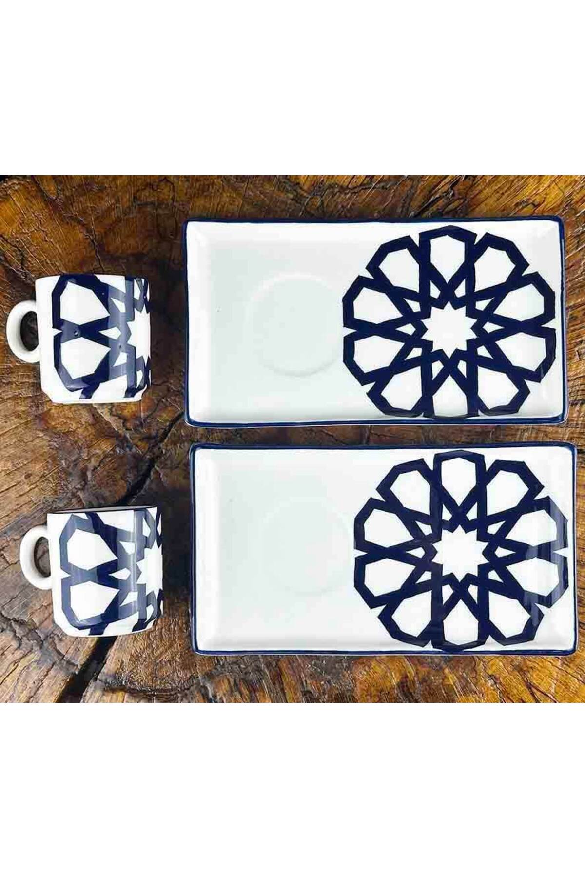 Cini Evi Seljuk Geometry Patterned Ceramic Coffee Serving Set – For Modern Homes - MALLTURK