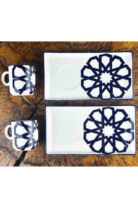Cini Evi Seljuk Geometry Patterned Ceramic Coffee Serving Set – For Modern Homes - MALLTURK