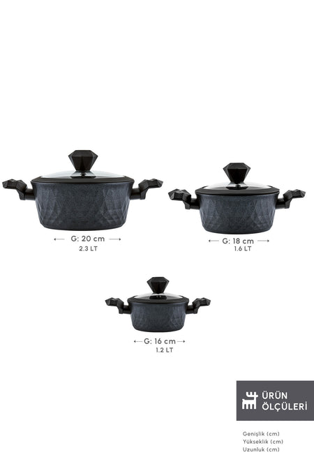 Karaca Biodiamond Antibakteriyel Kulp Induction Compatible 6 Piece Cookware Set - MALLTURK