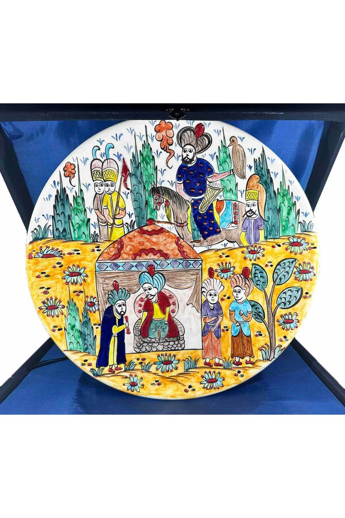 Cini Evi Minyaturlu Iznik Tile Plate Hukumdara Elci Kabulu (30 cm) - MALLTURK