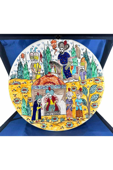 Cini Evi Minyaturlu Iznik Tile Plate Hukumdara Elci Kabulu (30 cm) - MALLTURK