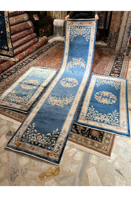 RD RAMAZAN DAG Hand Rug Art Hand-Woven Chinese Silk Runner Three Pieces Available Size 303x70 - MALLTURK