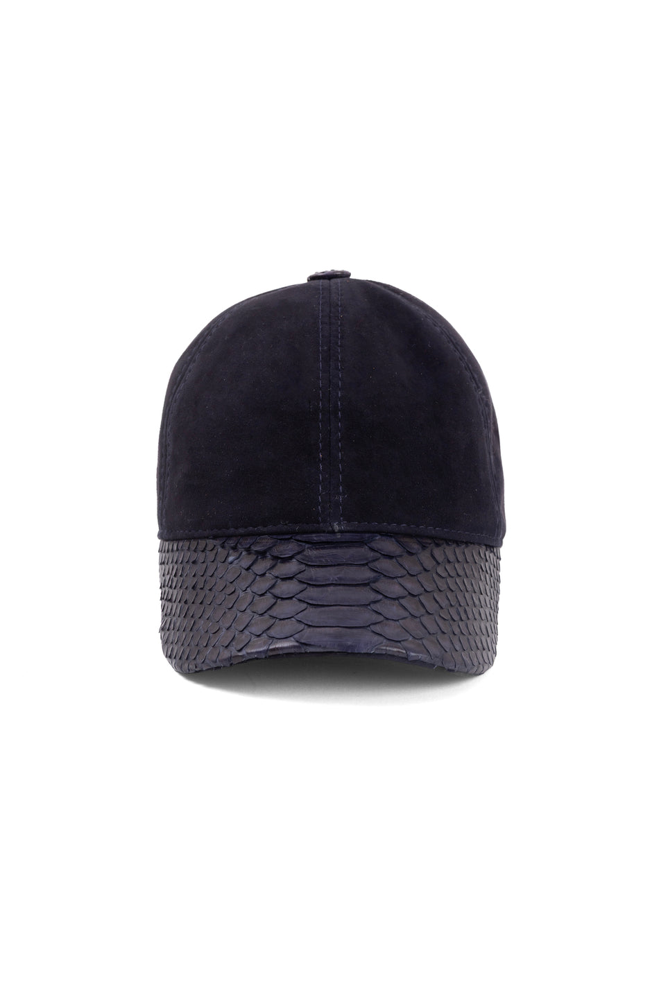Fubileather Python Leather Suede Detailed Baseball Cap Unisex Navy Blue
