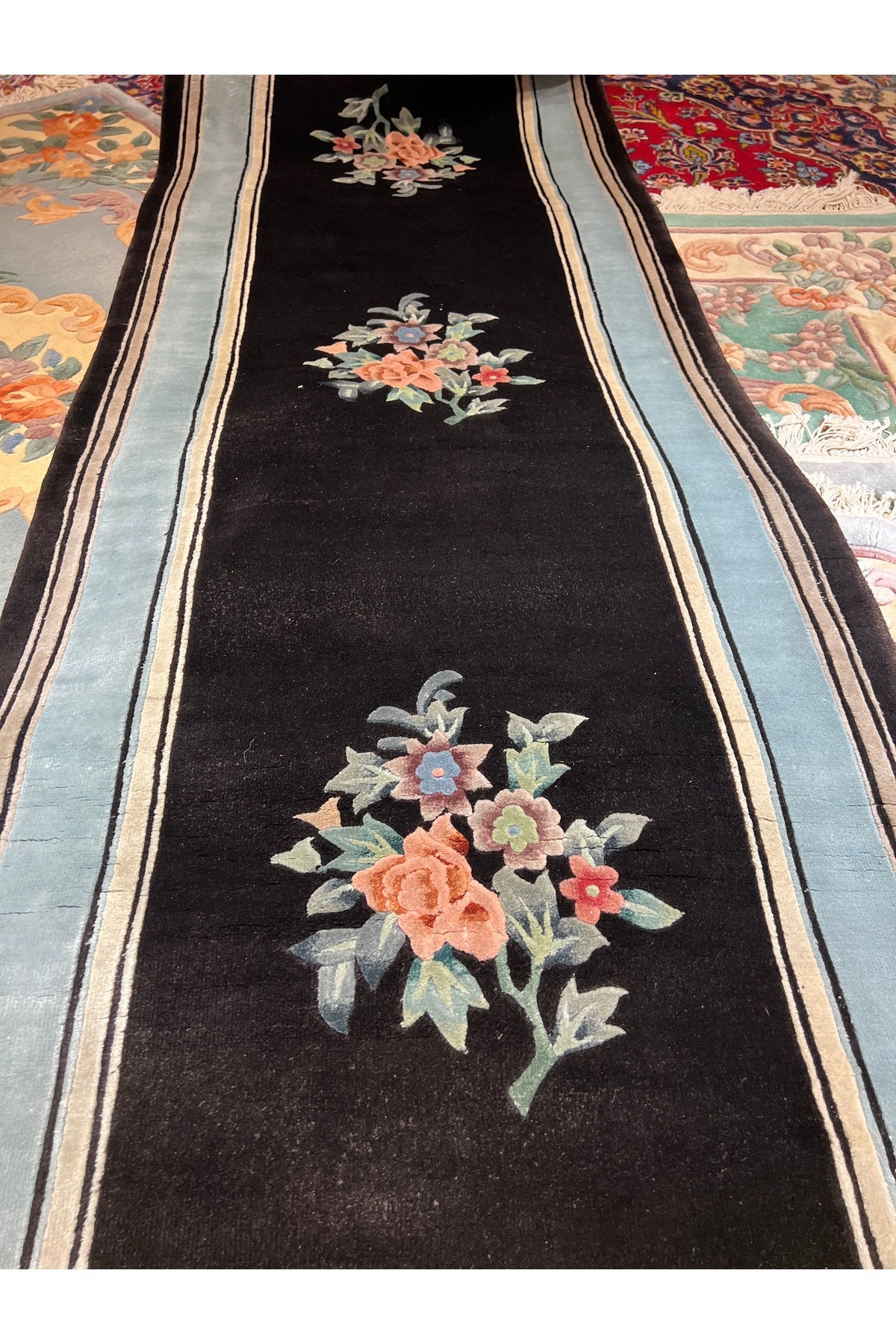 RD RAMAZAN DAG Hand Rug Art Hand-Woven Embossed Silk Chinese Rug Size 310x80 - MALLTURK