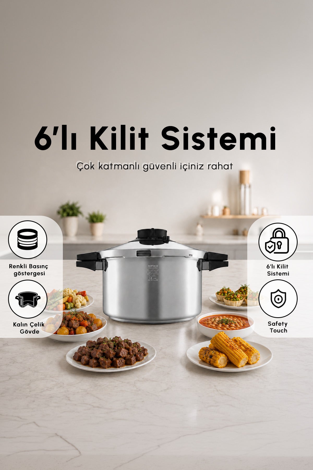 Karaca Quick And Safe induction Base Pressure Cooker 7 Liters - MALLTURK