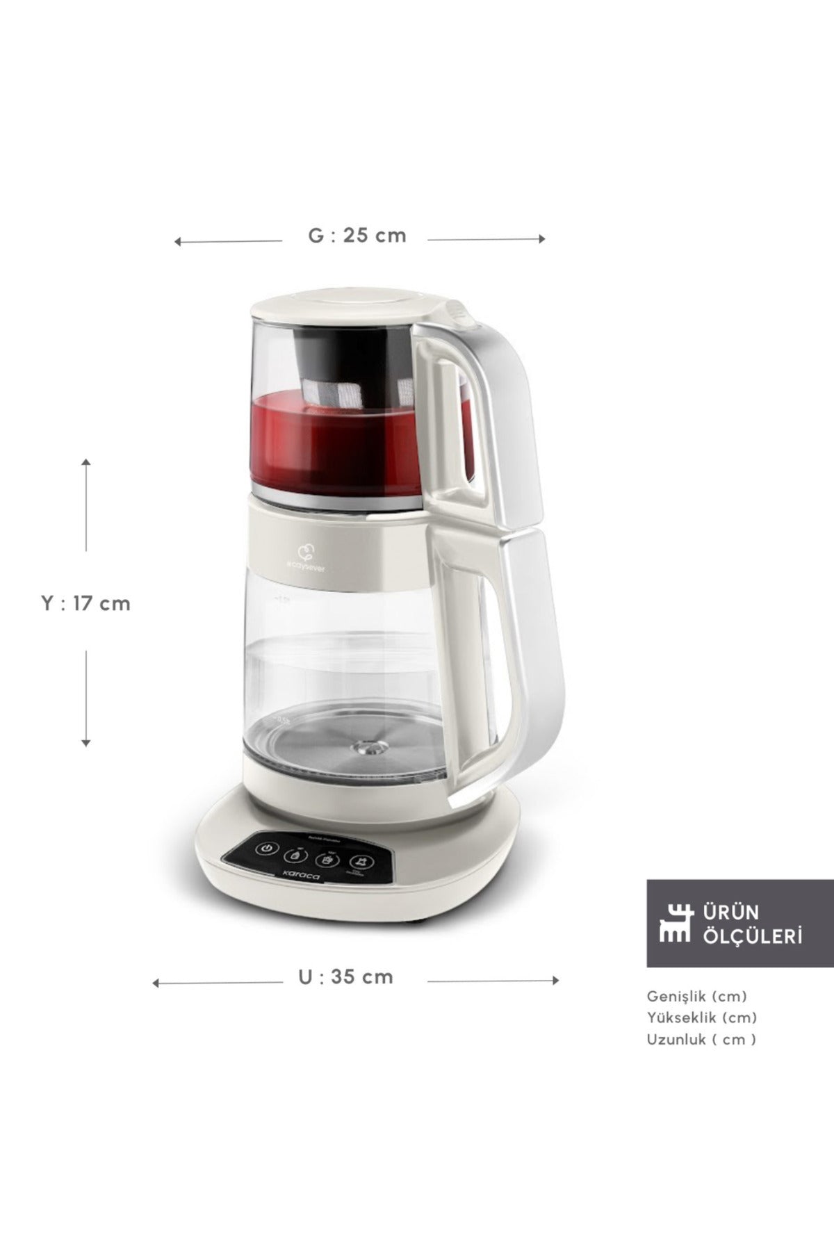 Karaca Tea Maker, Baby Feeding Water and Kettle 3 in 1 TALKiNG GLASS Tea Maker Family Size Capacity 1700W - MALLTURK