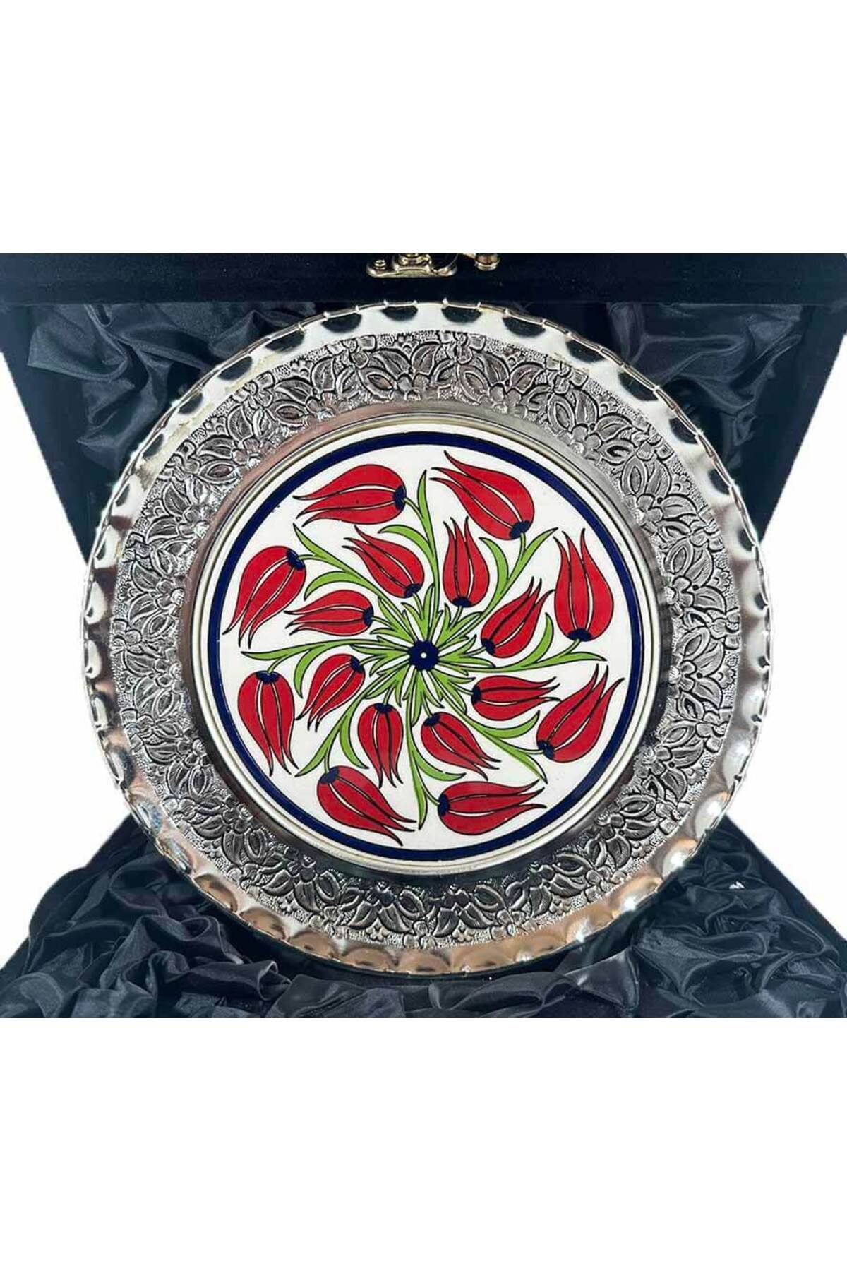 Cini Evi Red Tulips Silver Plate 25cm - MALLTURK