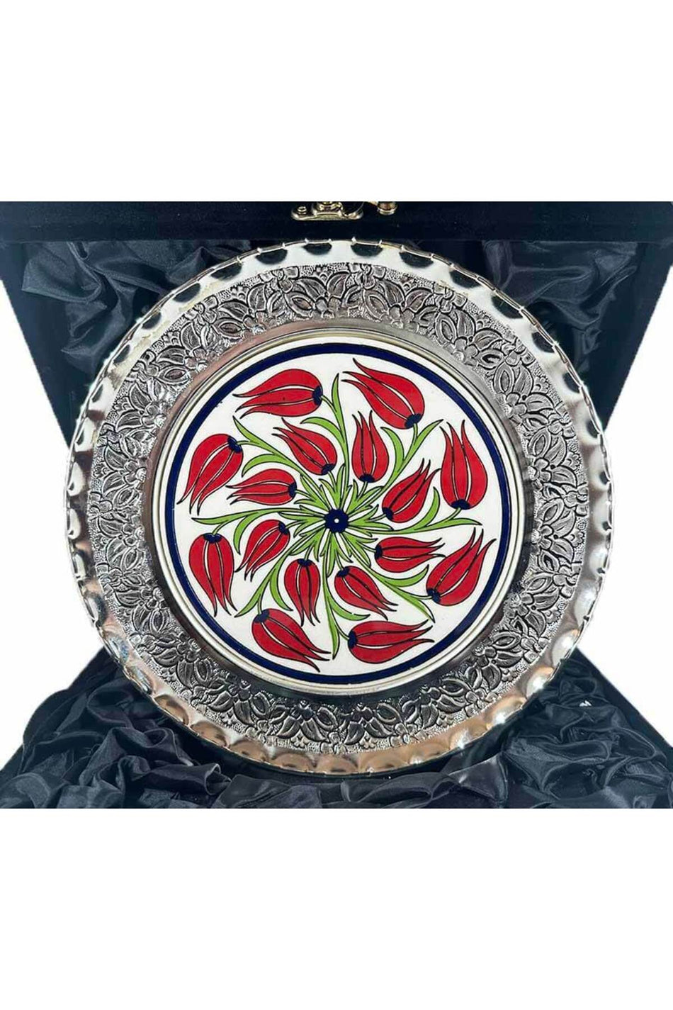 Cini Evi Red Tulips Silver Plate 25cm - MALLTURK