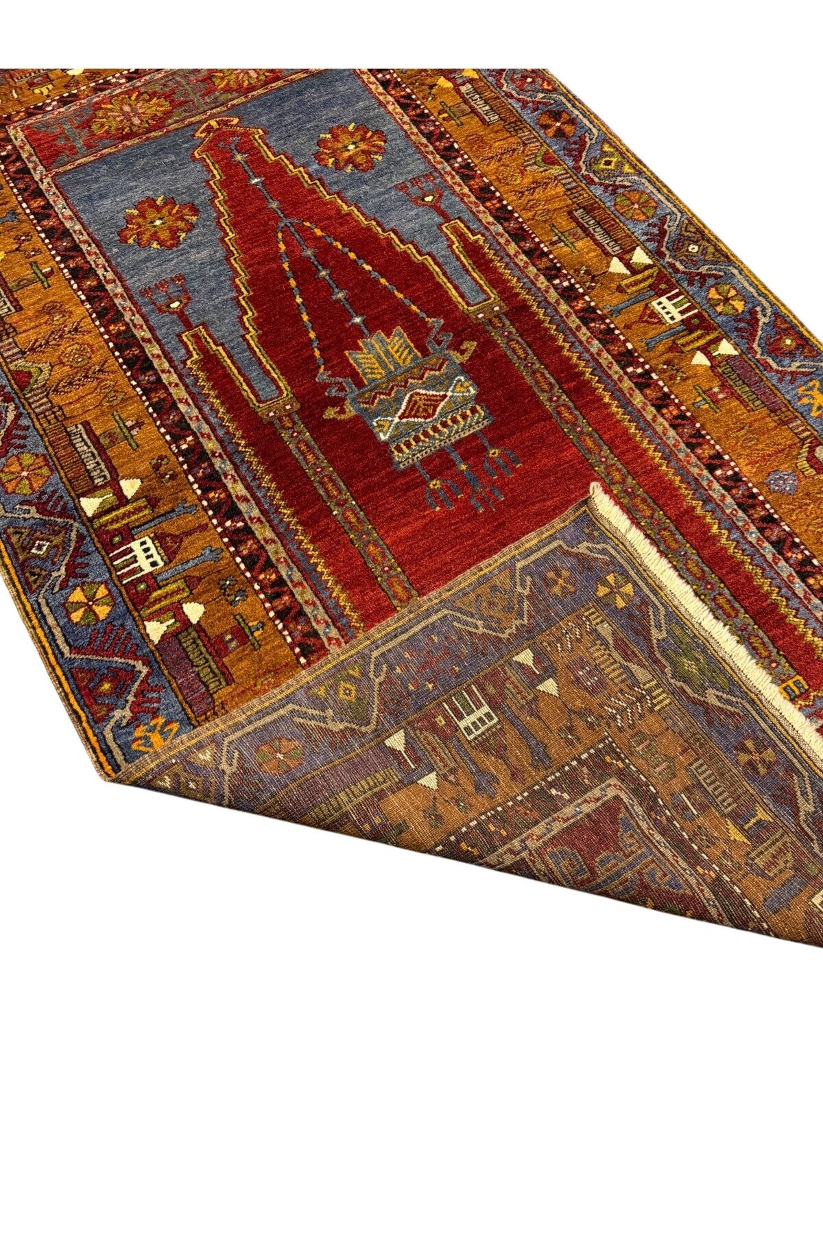 BURAK Rug Hand-Woven Collectible Antique Mihrapli Yahyali Rug 107x190 Natural Dye %100 Wool - MALLTURK