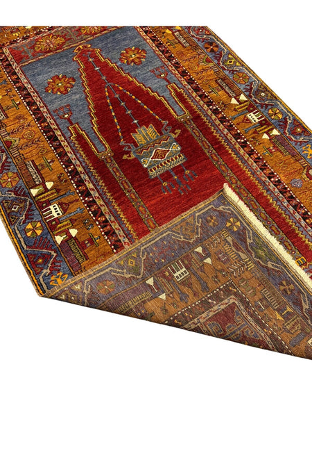 BURAK Rug Hand-Woven Collectible Antique Mihrapli Yahyali Rug 107x190 Natural Dye %100 Wool - MALLTURK