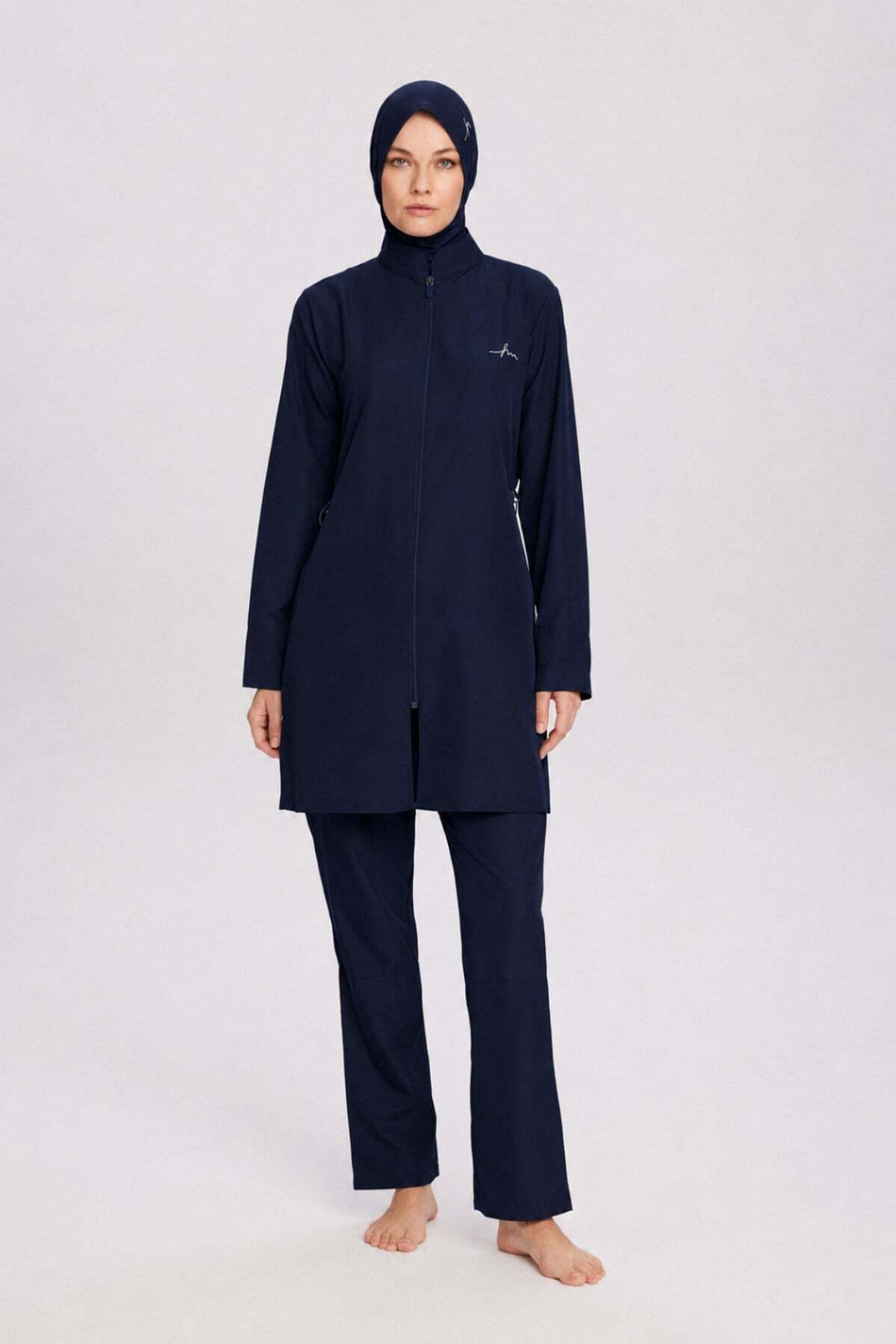 Hasema Navy Blue Woven 5-Piece Full Coverage Swimsuit Set 6026 - MALLTURK