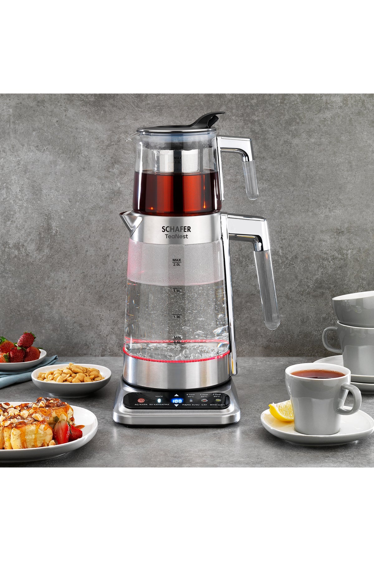 Schafer TeaNest Digital Glass Tea Maker - Stainless Steel - MALLTURK