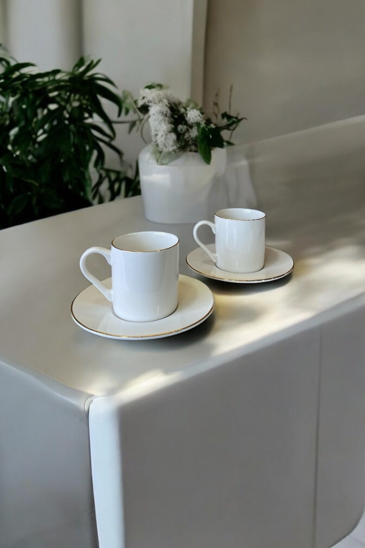 Farika Porselen Sems Real Gold Gilded 4-Piece Porcelain Coffee Cup Set for 2 People - MALLTURK