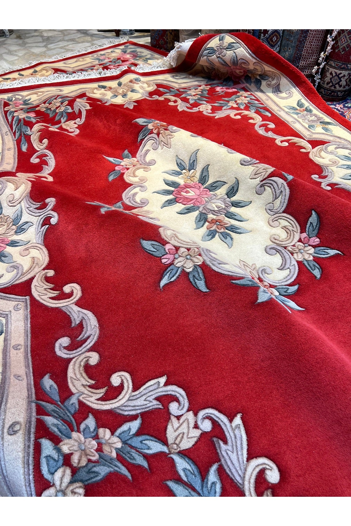 RD RAMAZAN DAG Hand Rug Art Hand-Woven Embossed Chinese Rug Premium Quality Wool Weave Red Color Size 240x170 - MALLTURK