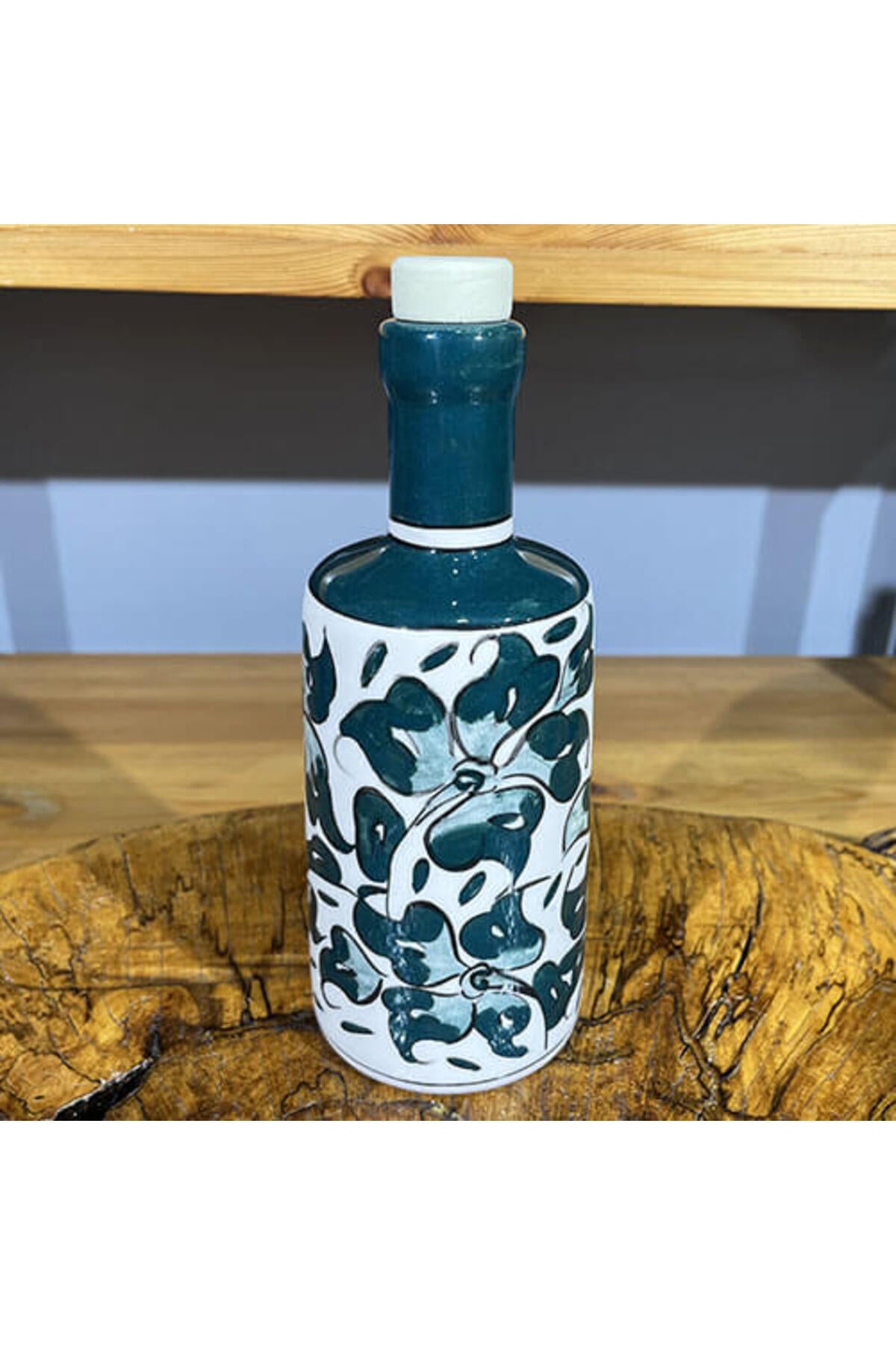 Cini Evi Green Lotus Patterned Iznik Tile Oil Dispenser - MALLTURK