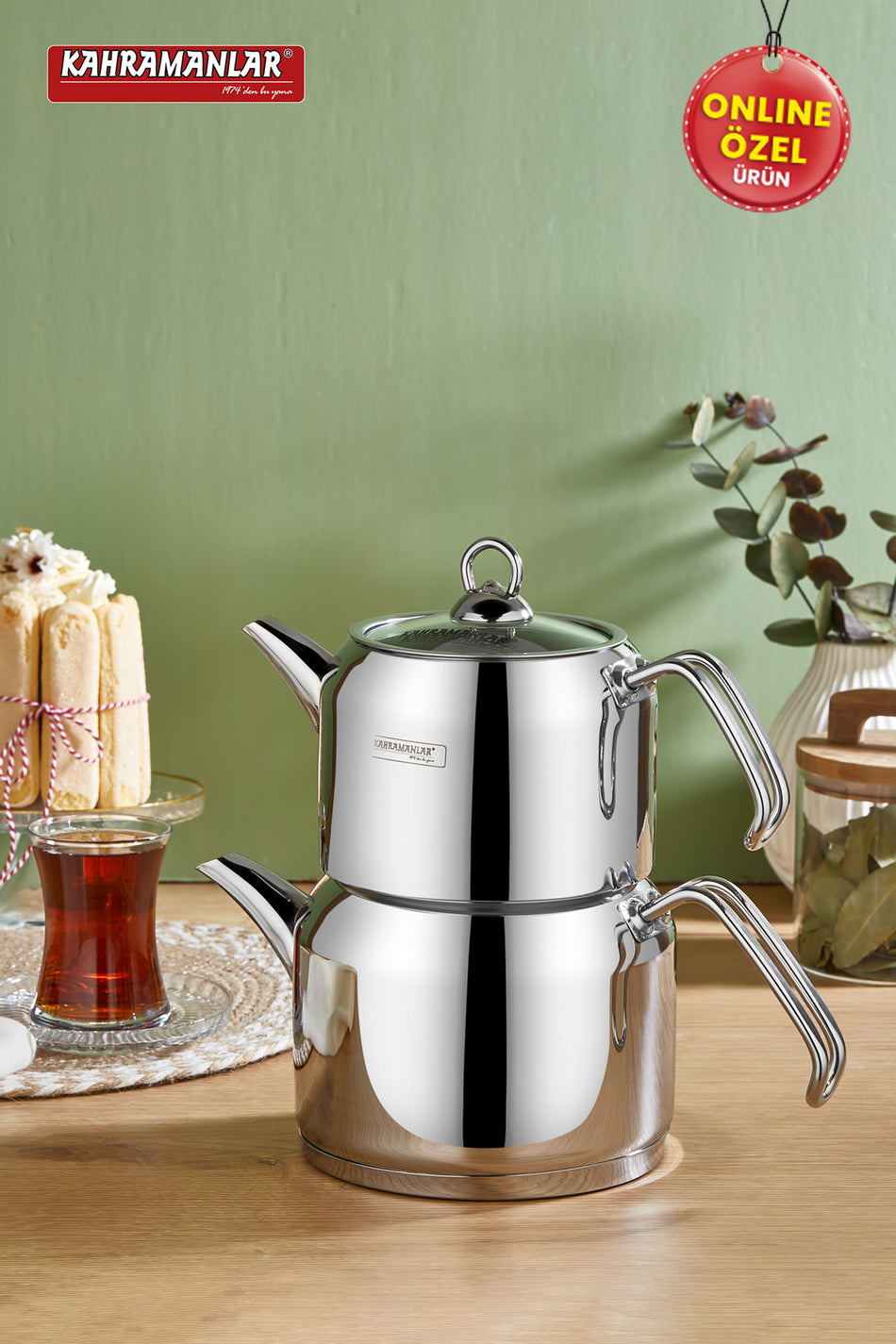 Kahramanlar Deluxe Mega Size Platinum 4-Piece Teapot Set
