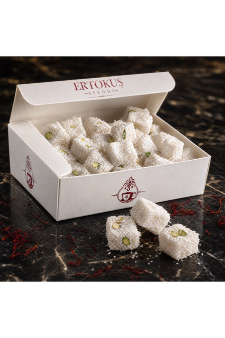 Ertokus Efendi safranli Extra Pistachio Turkish Delight Double Roasted 100 Beet Sugar 250 g - MALLTURK