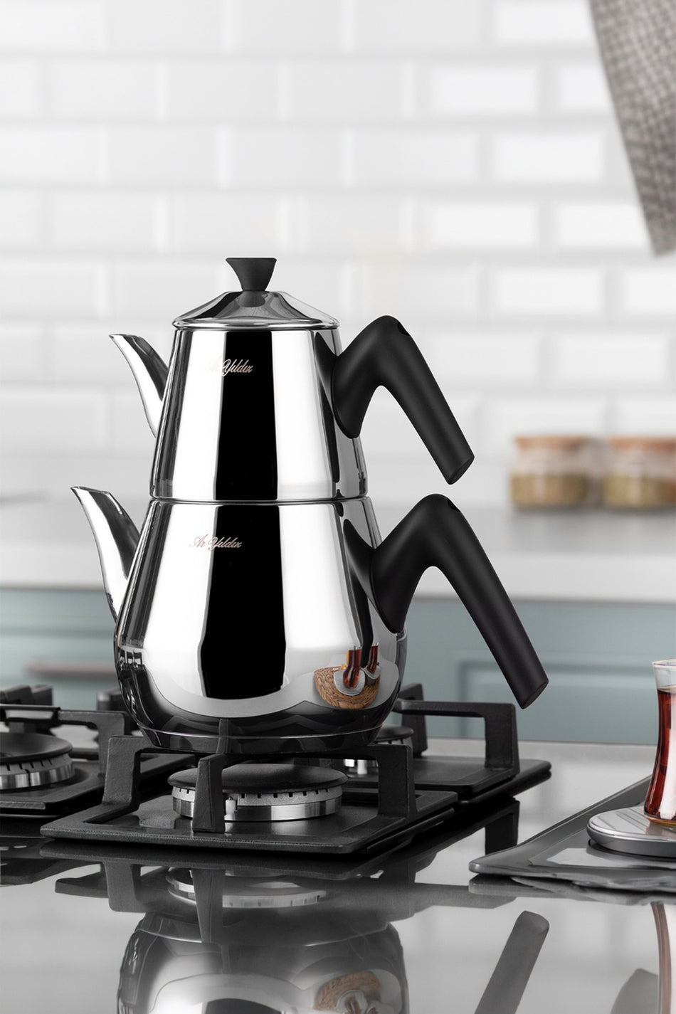 Aryildiz Optimal Medium Size Stainless Steel Teapot Set - MALLTURK