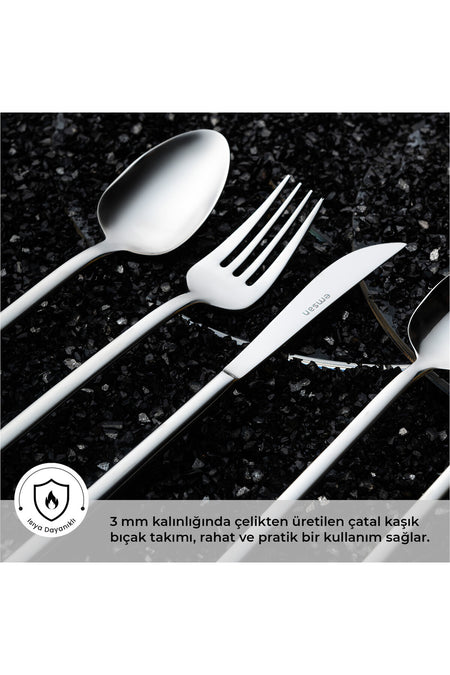 Emsan lora 84 Piece 12 Place Setting Boxed Flatware Set - MALLTURK