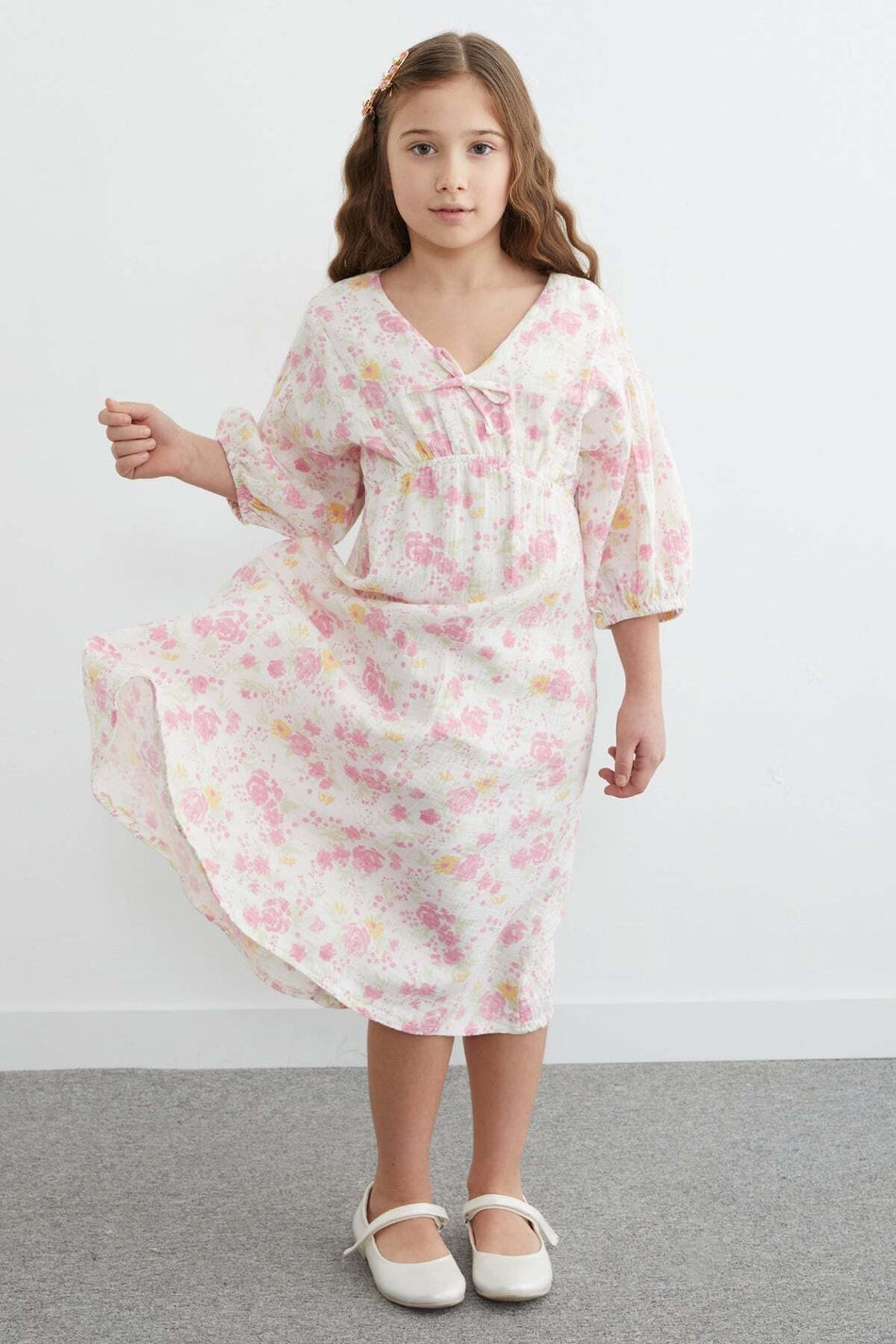 100% Cotton Floral Patterned Girl's Dress