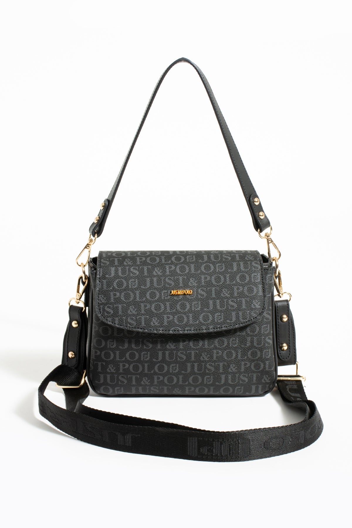Just Polo Women's Shoulder Bag New Season Fabric MRC Black - MALLTURK