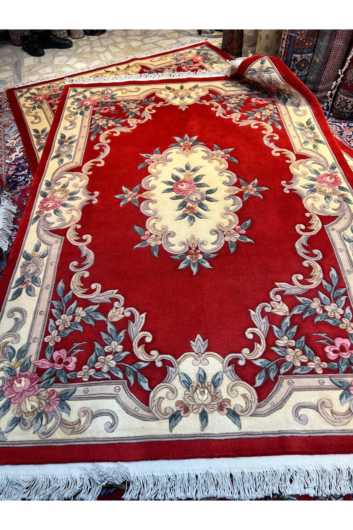 RD RAMAZAN DAG Hand Rug Art Hand-Woven Embossed Chinese Rug Premium Quality Wool Weave Red Color Size 240x170 - MALLTURK