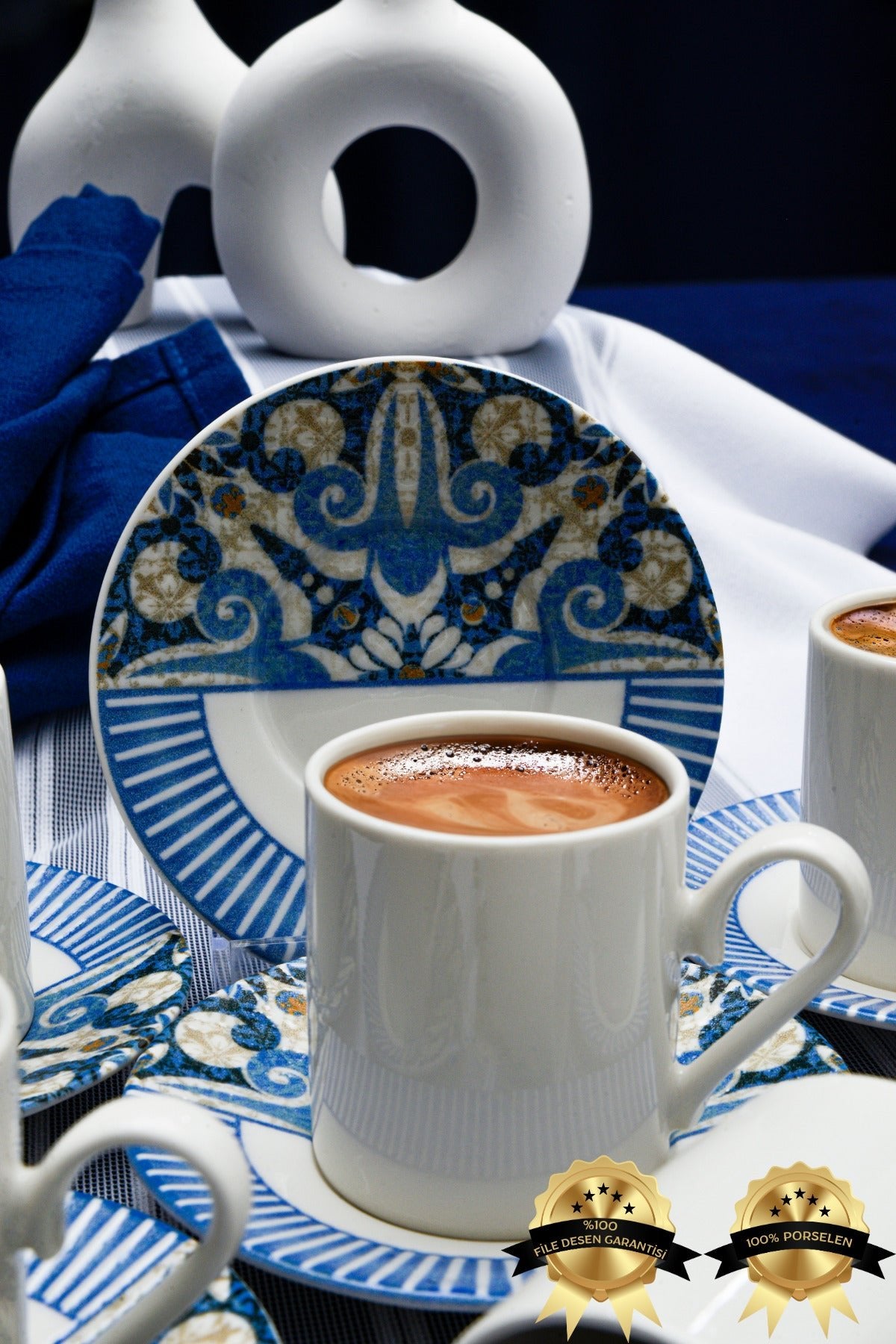 Heda Porselen Azur 12-Piece 6-Person Porcelain Coffee Cup Set - MALLTURK