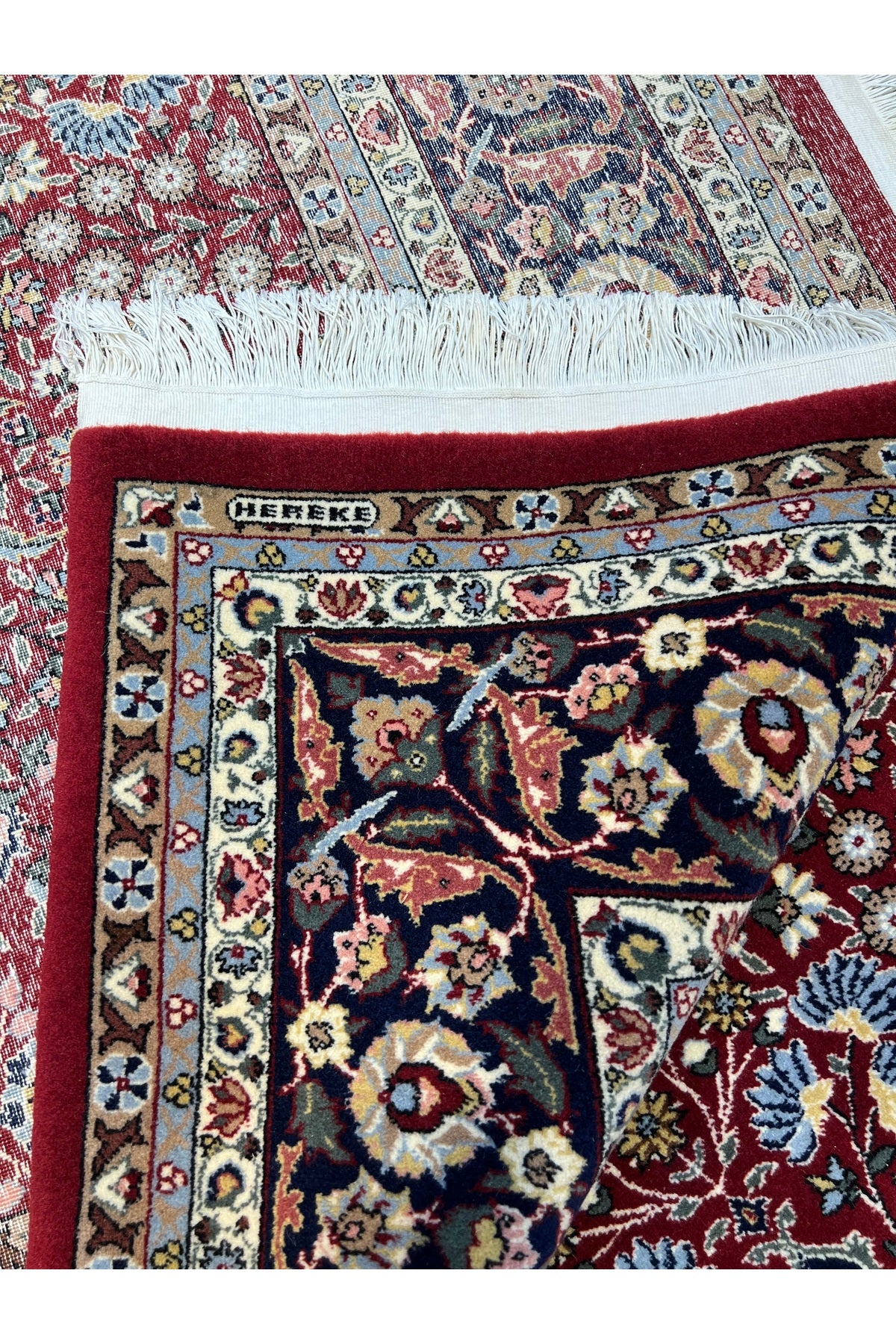 RD RAMAZAN DAG Hand Rug Art Hand-Woven Sumerbank Hereke Rug Signed Seven Mountains Flower Premium Quality Size 303x203 - MALLTURK