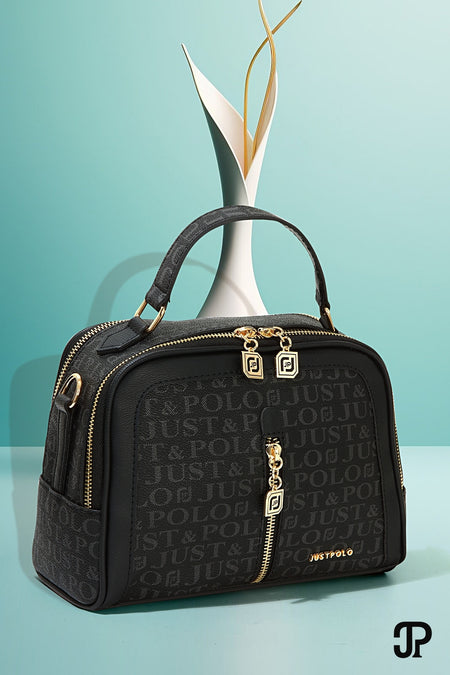 Just Polo Original Women's New Season Luxury Soft Leather Adjustable Crossbody Stylish Hand and Shoulder Bag Black - MALLTURK