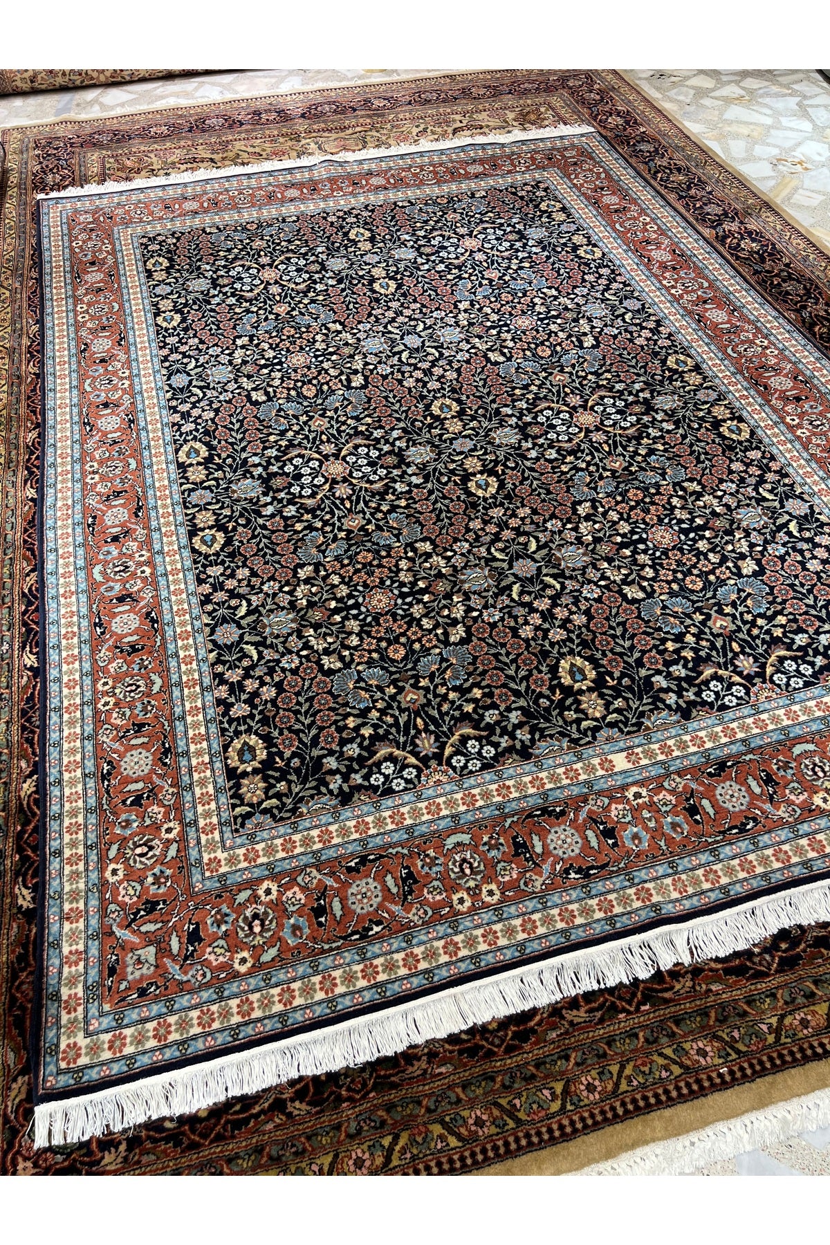 RD RAMAZAN DAG Hand Rug Art Hand-Woven Hereke Rug Seven Mountains Flower Sumerbank Weave Size 273x200 - MALLTURK