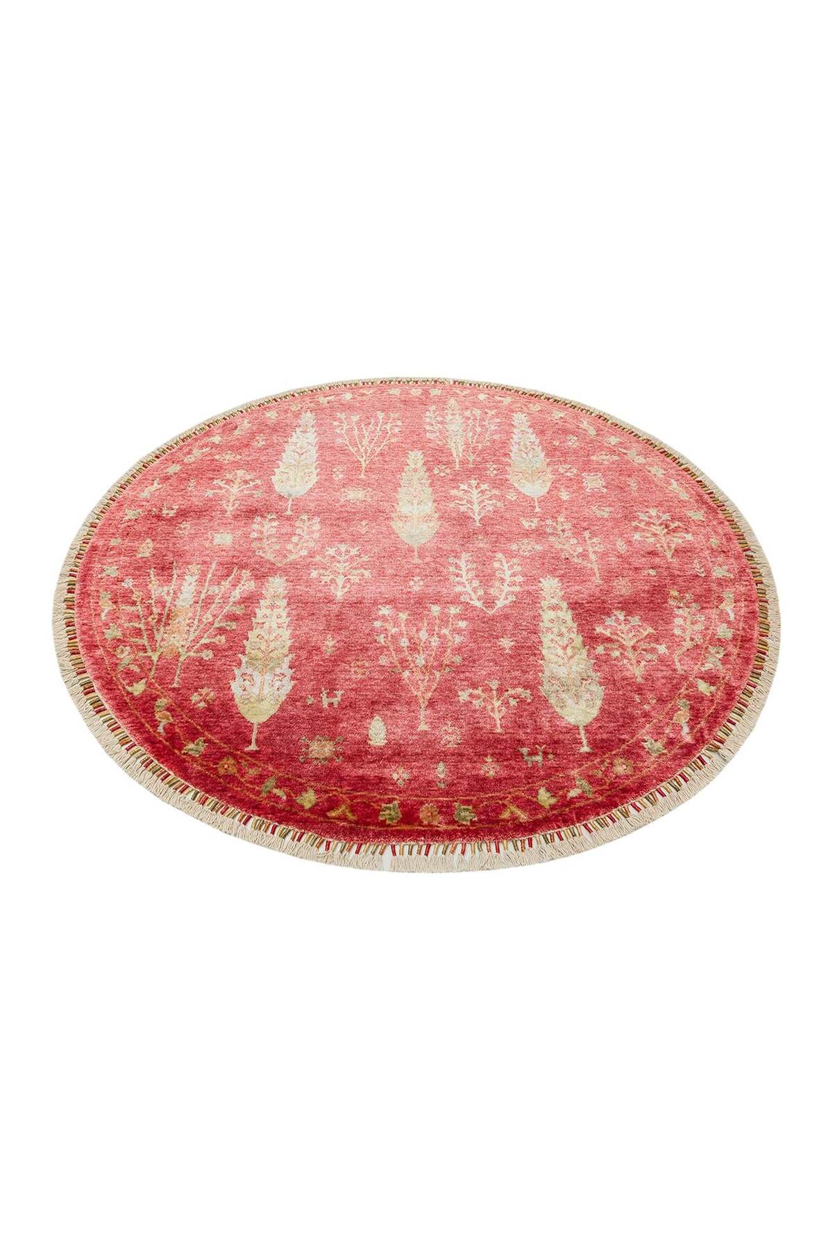 Eko Hali ZARA ZR 08 RED AUTUMN Q Authentic Patterned Special Non-shedding and Easy-to-Clean Tencel Fabric - MALLTURK