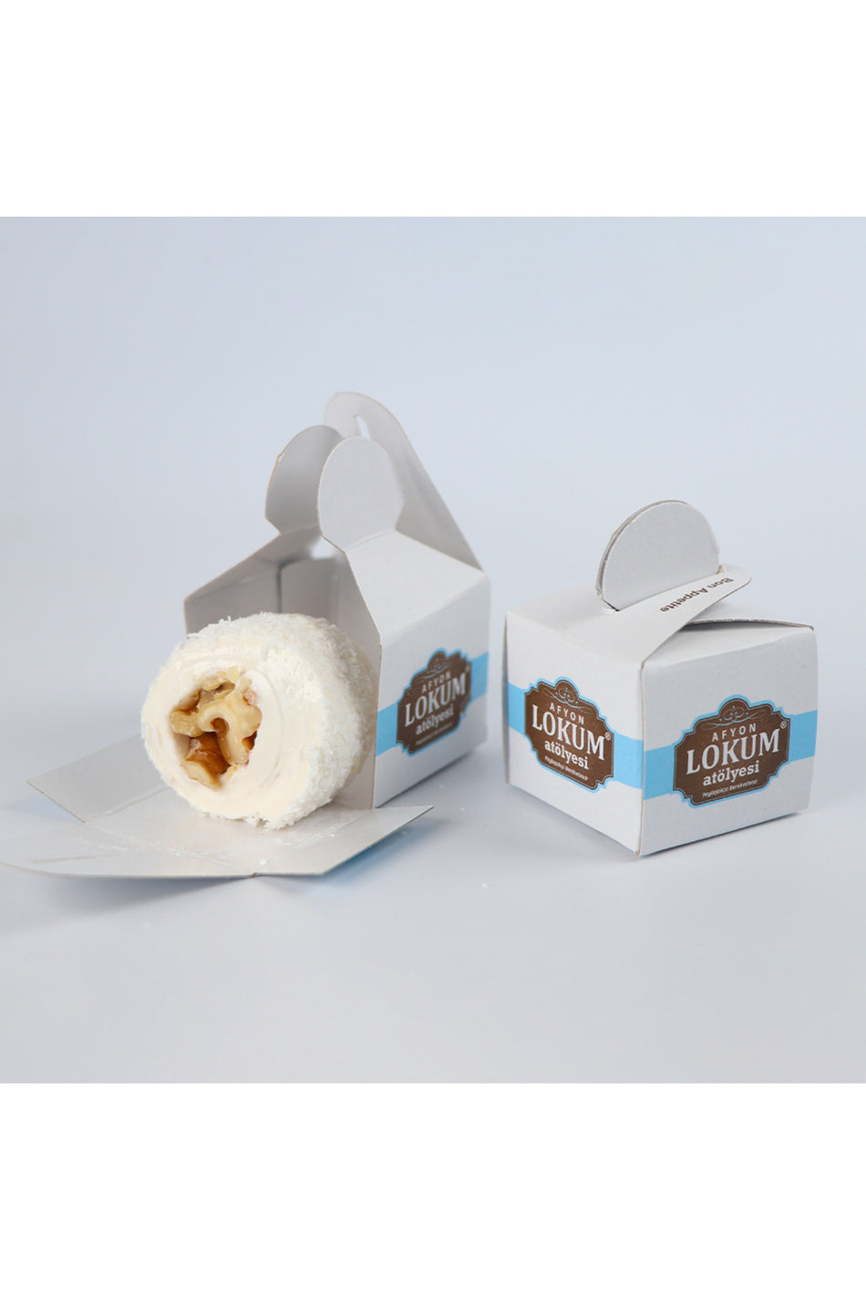Lokum Atolyesi Sultan Style Hazelnut Rolled Turkish Delight 250g 10 Pieces Single Boxes - MALLTURK