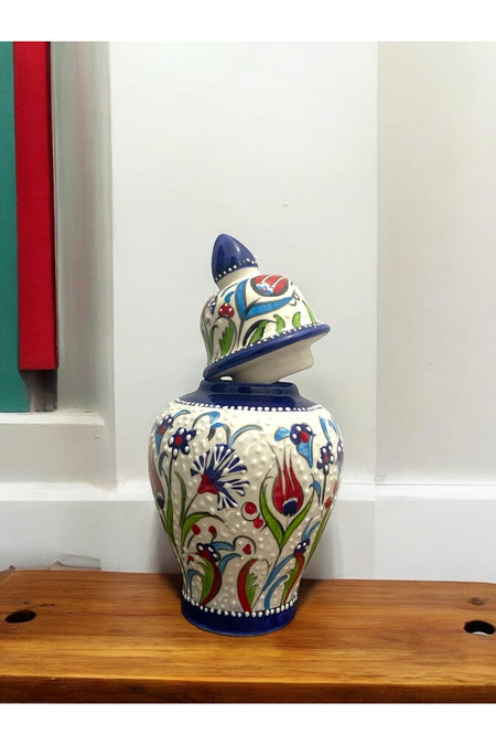STORESZA Traditional Kutahya Ceramic Cube Vase - 25 cm - MALLTURK