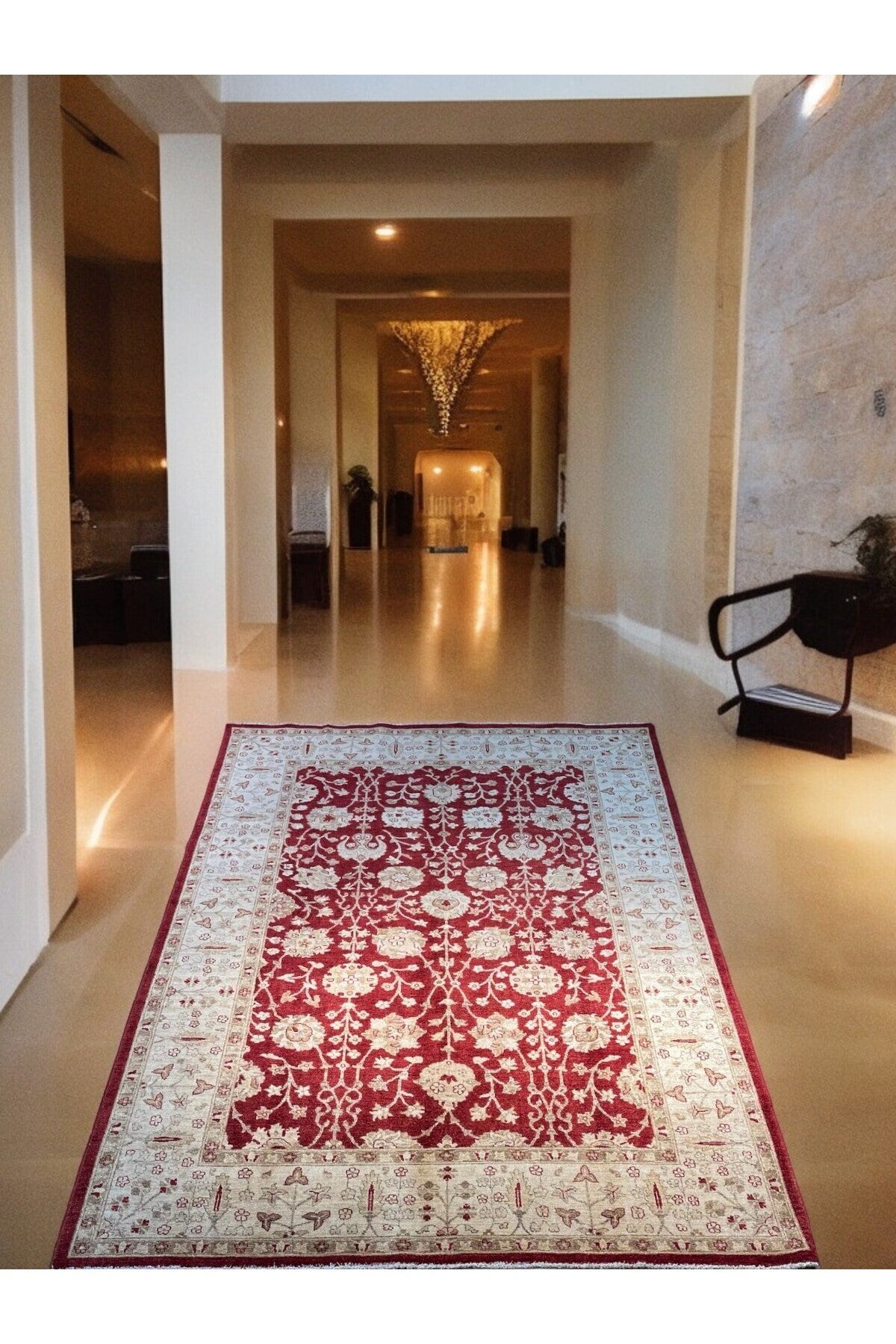SIRVAN Rug Hand-Woven AFGAN Usak Rug - 302x206 - MALLTURK