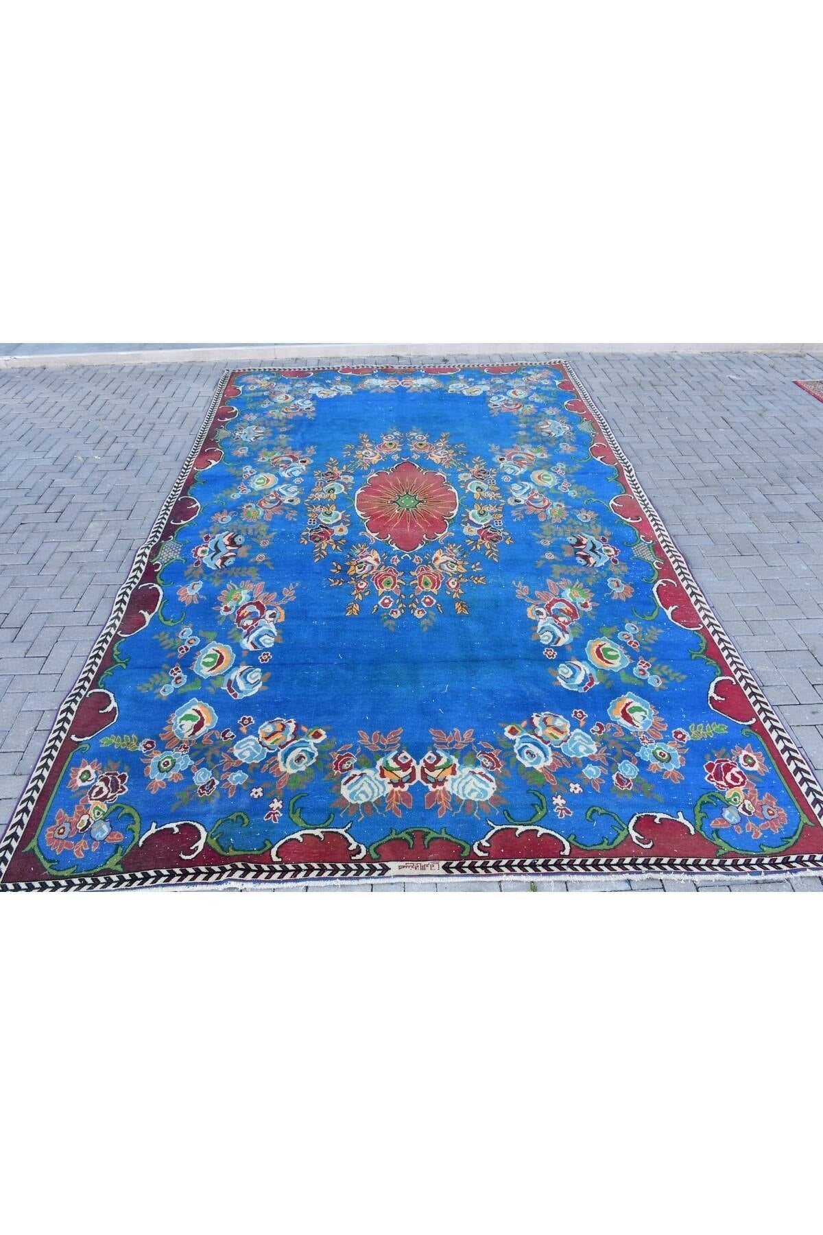 Kayra Export Hand-Woven Rug 282x434 Cm , Anatolian Rug, Blue Wool Rug - MALLTURK
