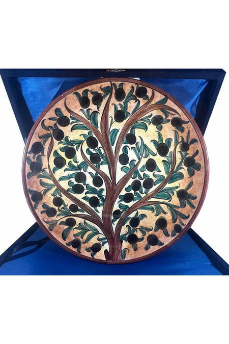 Cini Evi Olive Branch Patterned Iznik Tile Plate - MALLTURK