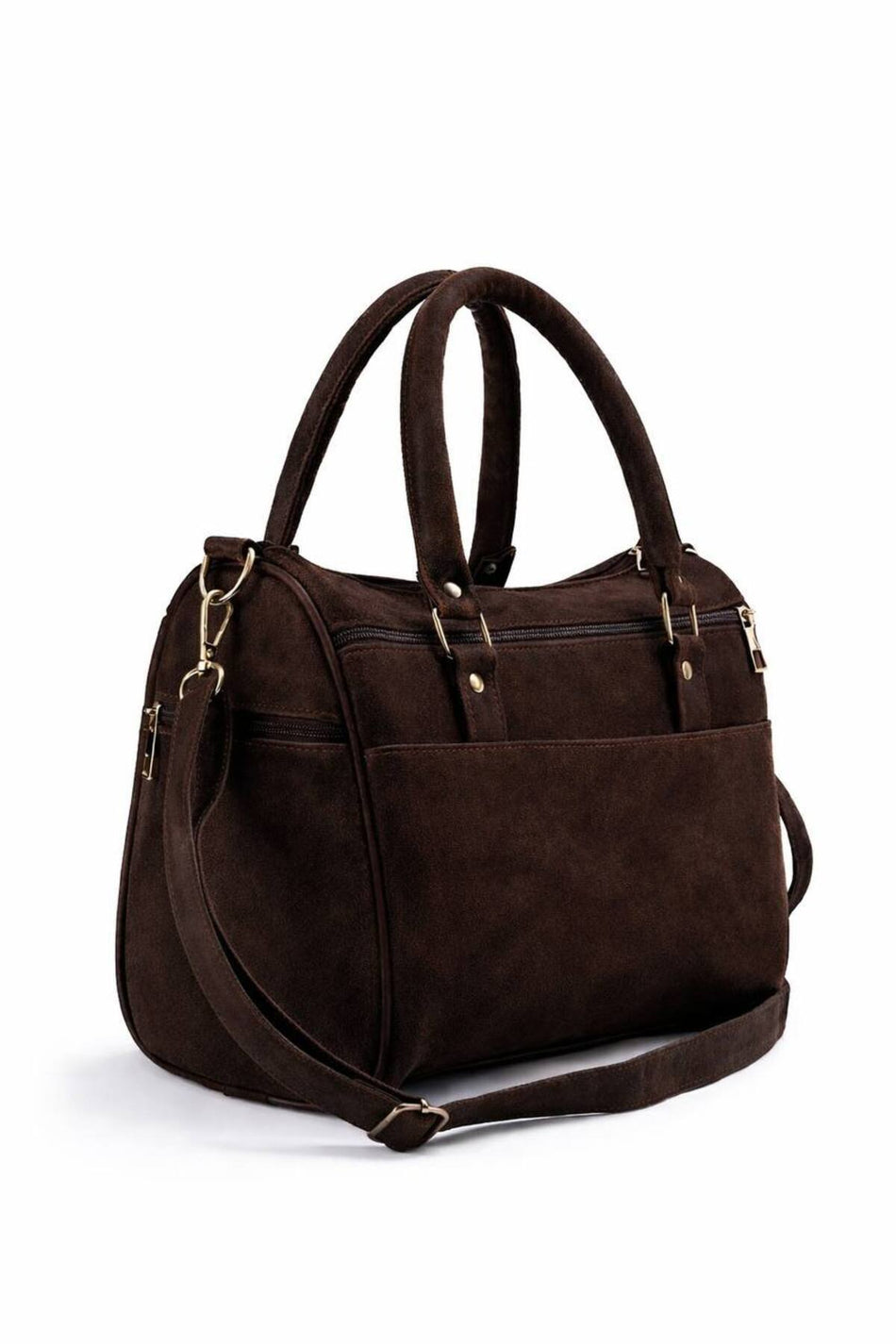 Fubileather Women's Suede Textured Multi-Compartment Handbag and Shoulder Bag - Stylish Everyday Handbag Bronwn