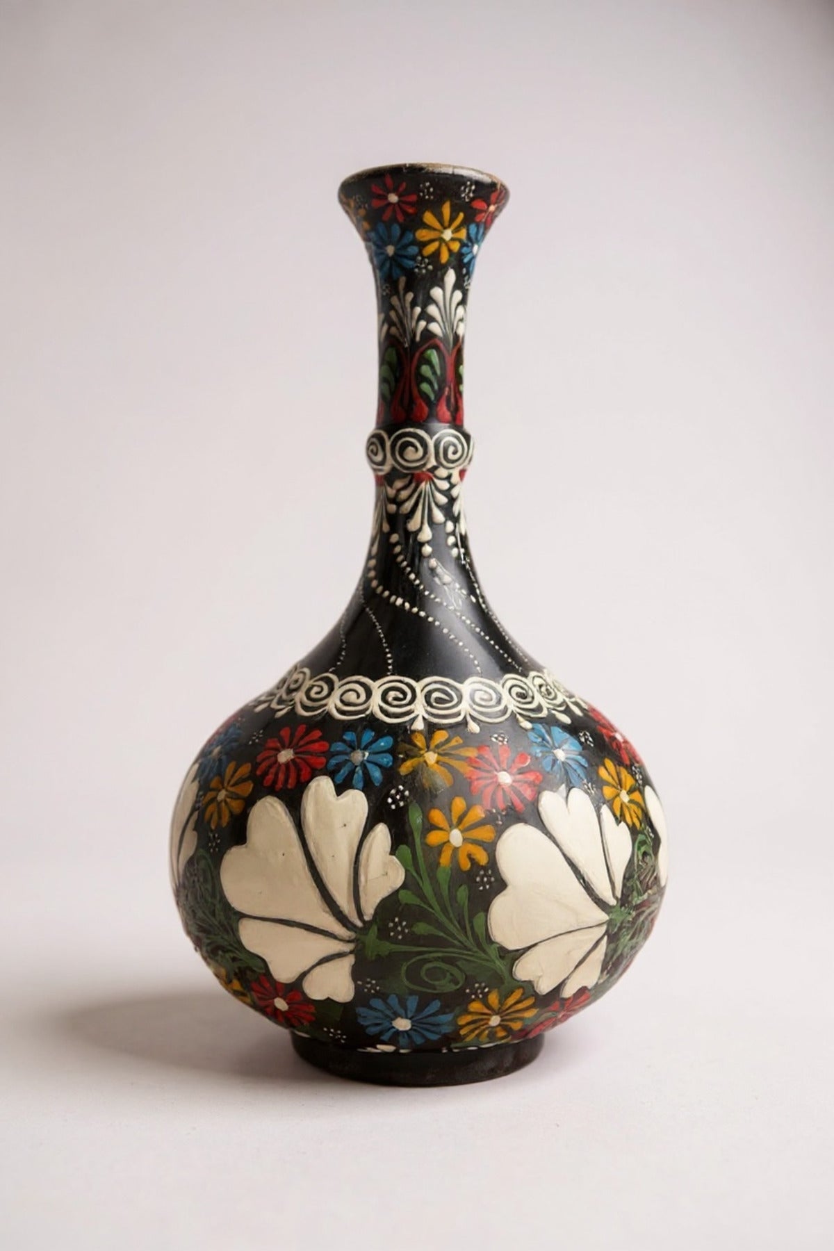 STORESZA Handmade 30cm Teardrop Shaped Ceramic Vase – Kutahya Ceramic Decorative Vase Black - MALLTURK