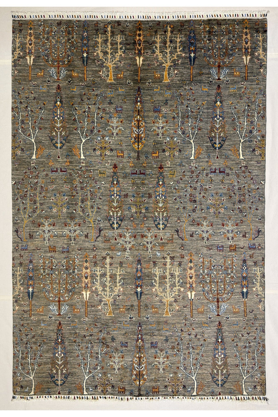 Afghan Rug Hand-Woven 100% Wool Natural Dye Tree of Life Design - MALLTURK