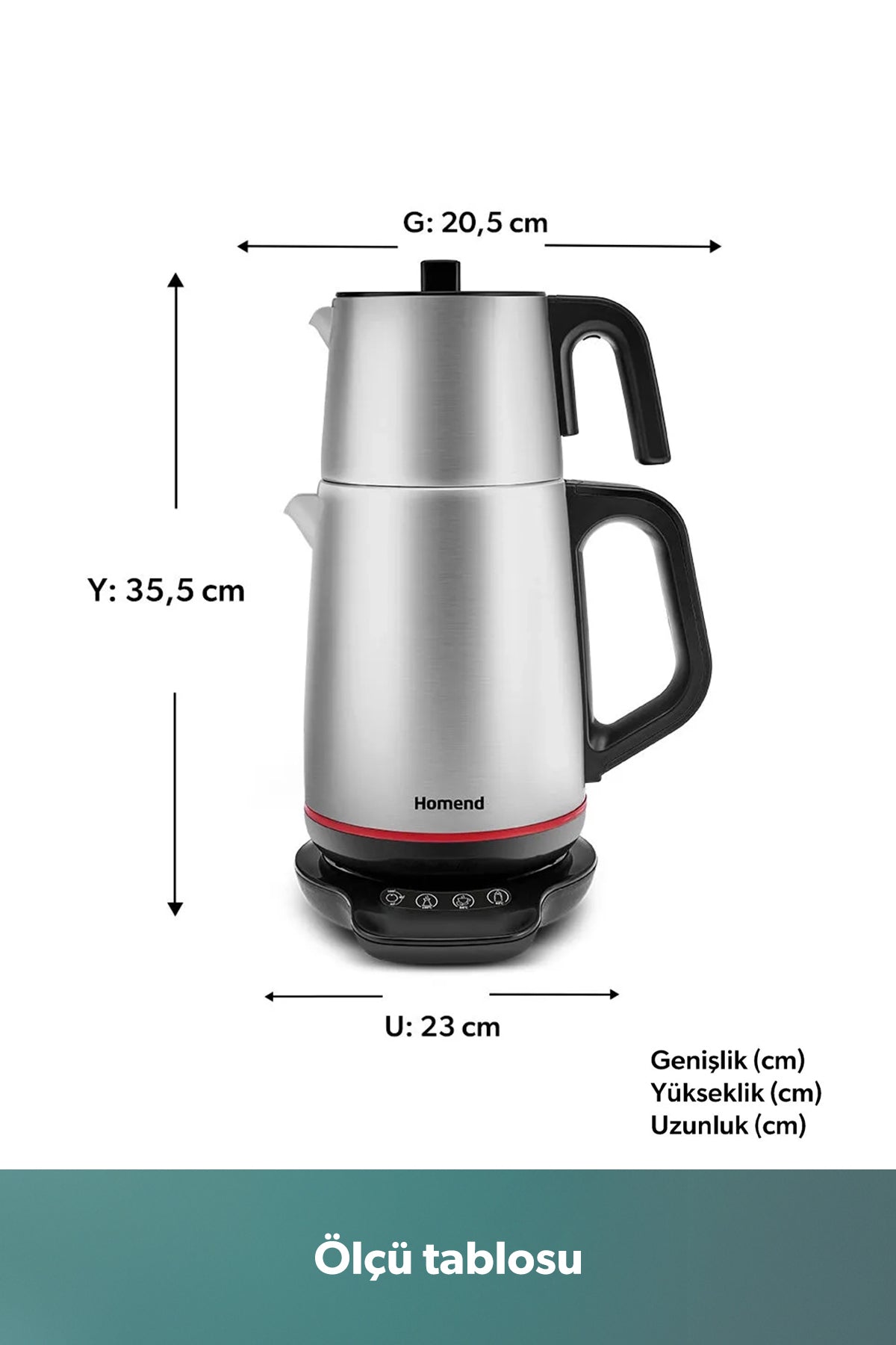 HOMEND Royaltea 1708H Stainless Steel Talking Tea Maker inox-Black 1800 W - MALLTURK