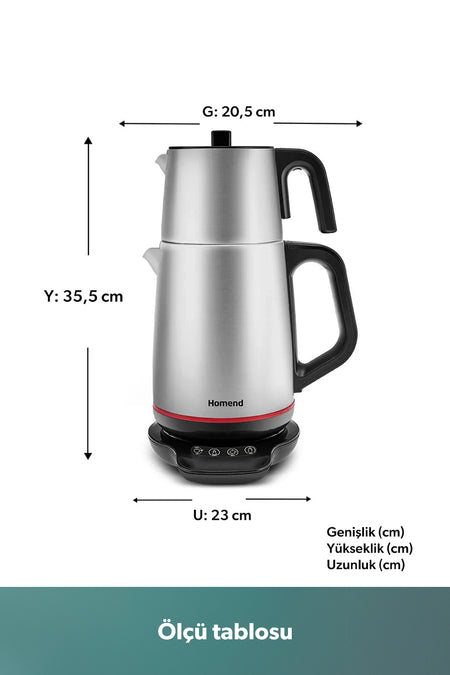 HOMEND Royaltea 1708H Stainless Steel Talking Tea Maker inox-Black 1800 W - MALLTURK