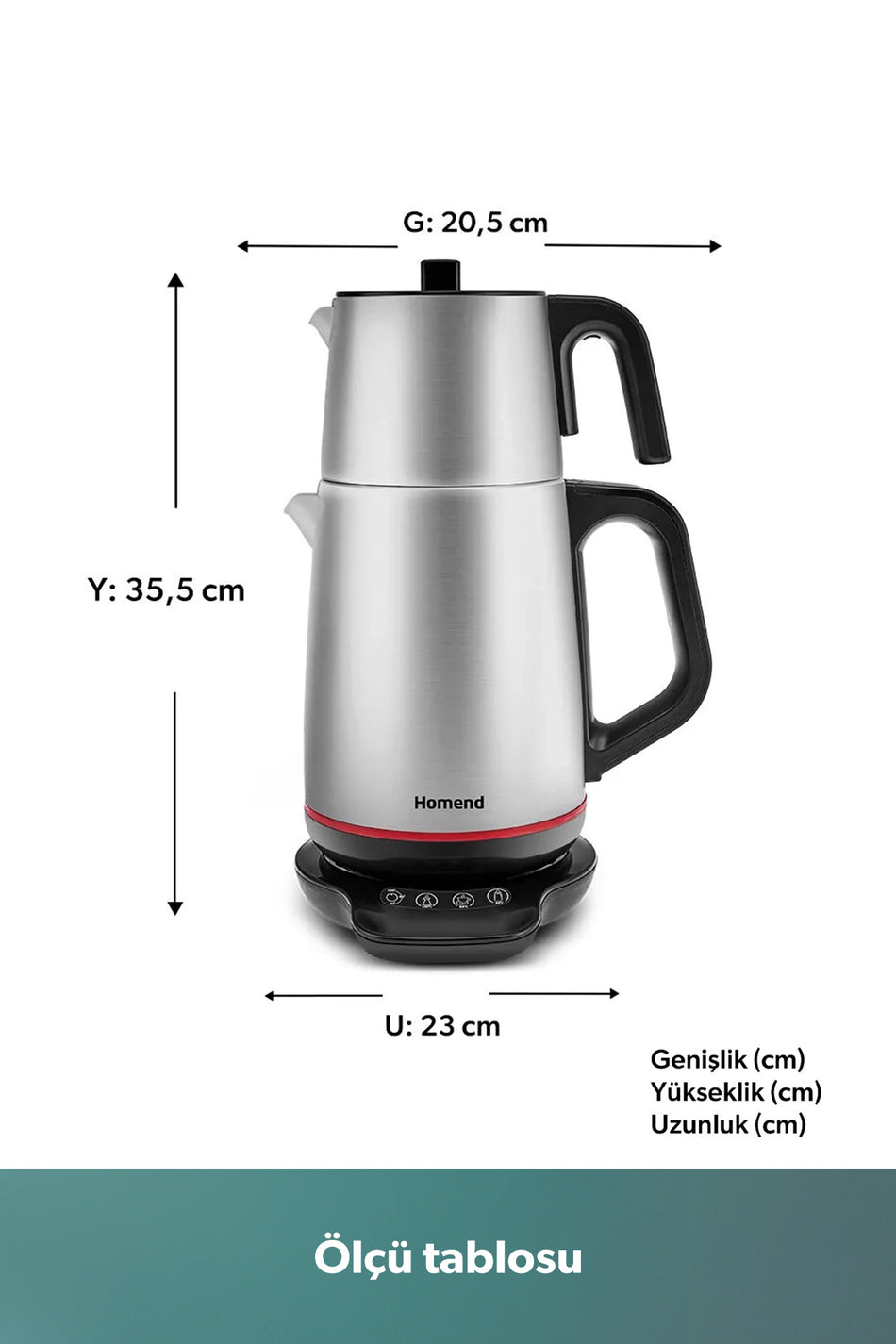 HOMEND Royaltea 1708H Stainless Steel Talking Tea Maker inox-Black 1800 W - MALLTURK