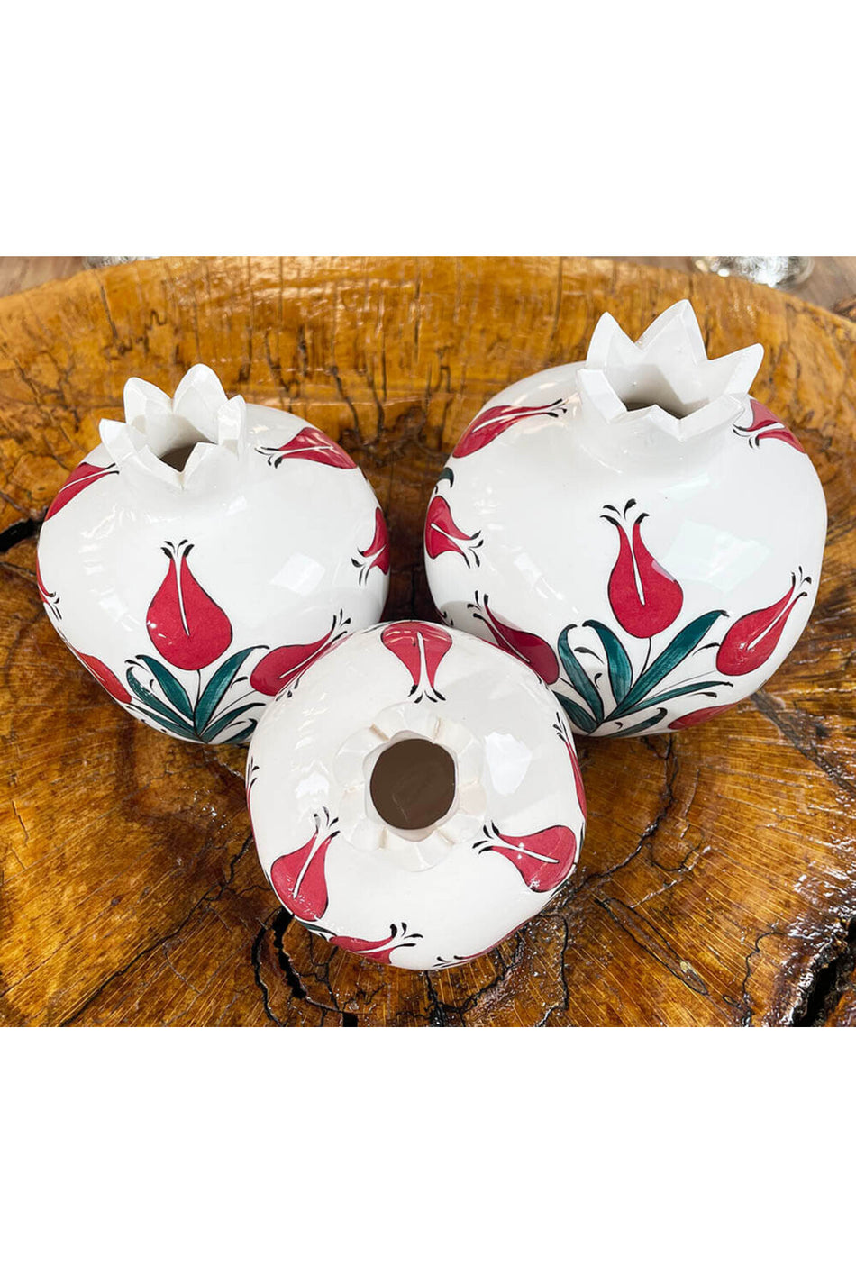 Cini Evi Tulip Garden Iznik Tile Pomegranate Set - MALLTURK