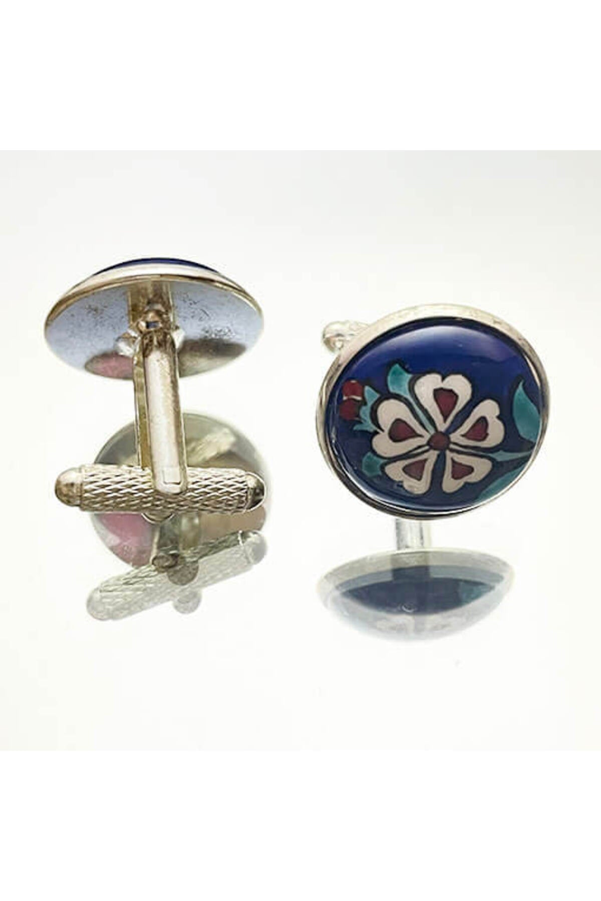 Cini Evi Red Carnation Iznik Tile Cufflinks - MALLTURK