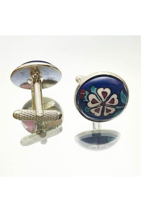 Cini Evi Red Carnation Iznik Tile Cufflinks - MALLTURK