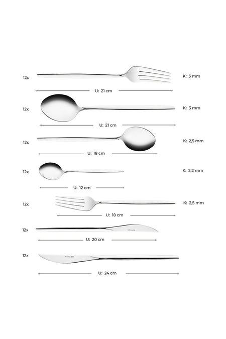 Emsan alya 84 Piece 12 Place Setting Flatware Set luks Boxed - MALLTURK