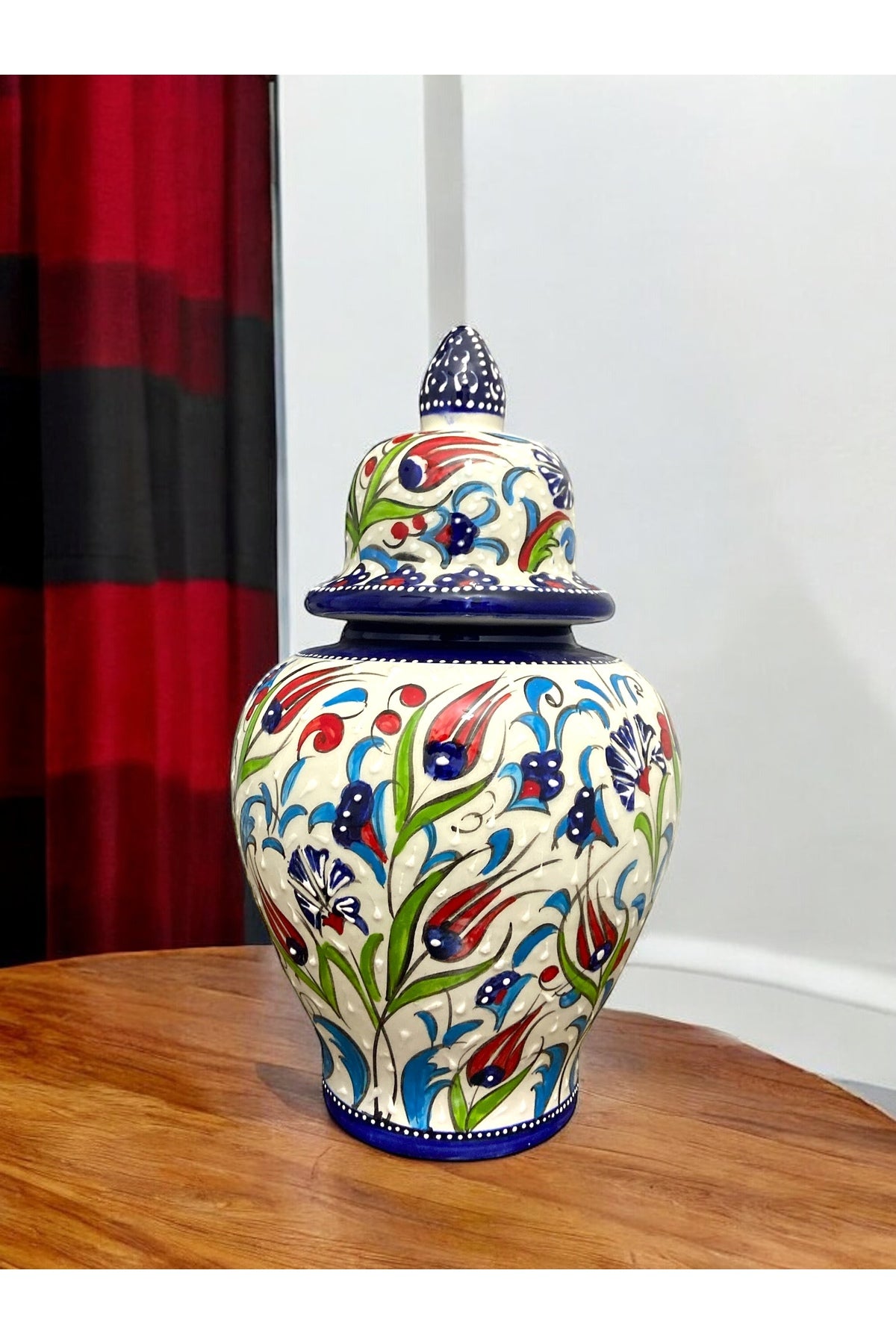 STORESZA Cube Vase and Plate Set - The Gem of Kutahya Tile Art (30 cm Handmade) - MALLTURK