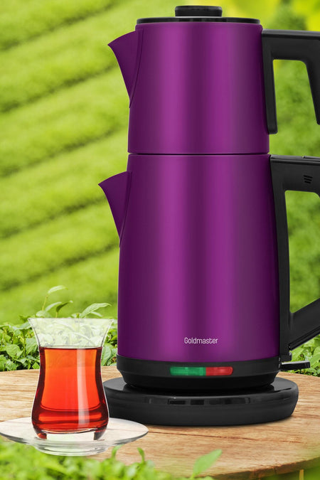 GoldMaster GM7344V Acacia Violet XL 2200 Watt Patented Drip-Free Design Stainless Steel Tea Maker and Water Kettle - MALLTURK